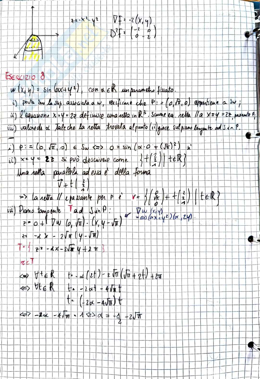 Analisi matematica 2: esercizi svolti su gradiente, hessiana e derivabilità Pag. 6