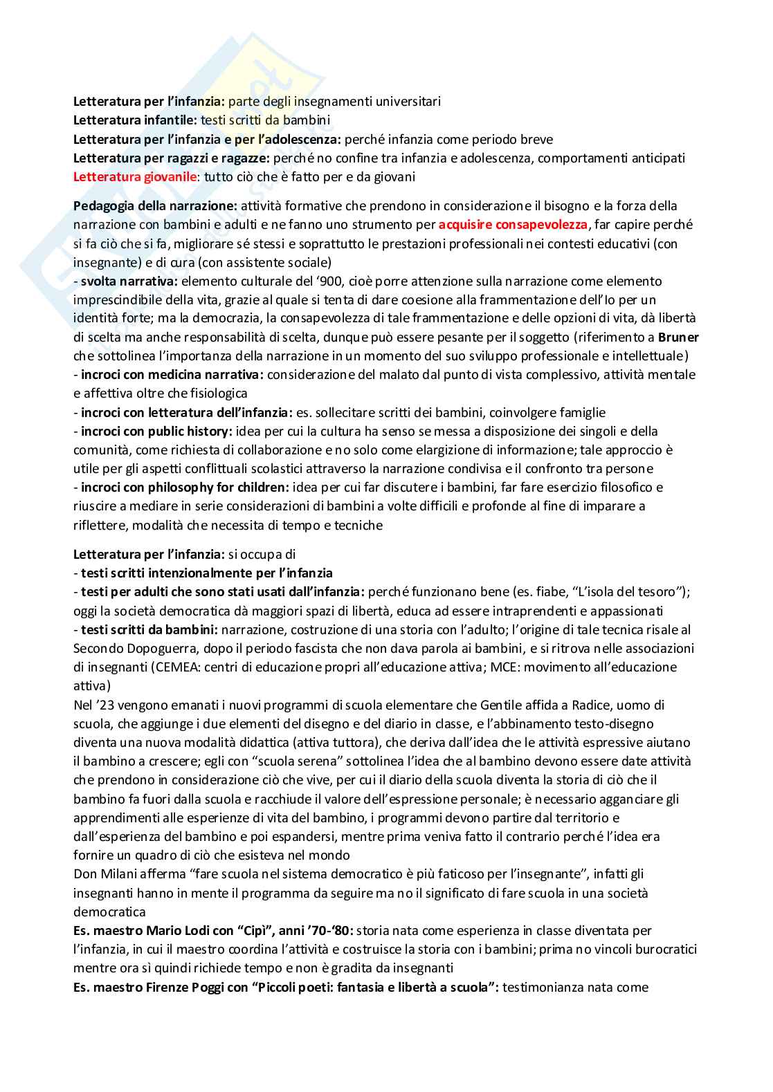 Letteratura per l'infanzia (B024363) - Materiale completo e preparazione esame | SFP Notes Vol. 08 Pag. 1