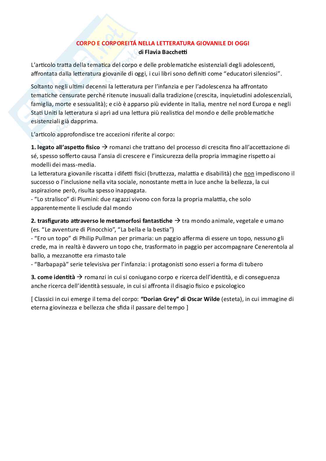Letteratura per l'infanzia (B024363) - Materiale completo e preparazione esame | SFP Notes Vol. 08 Pag. 31