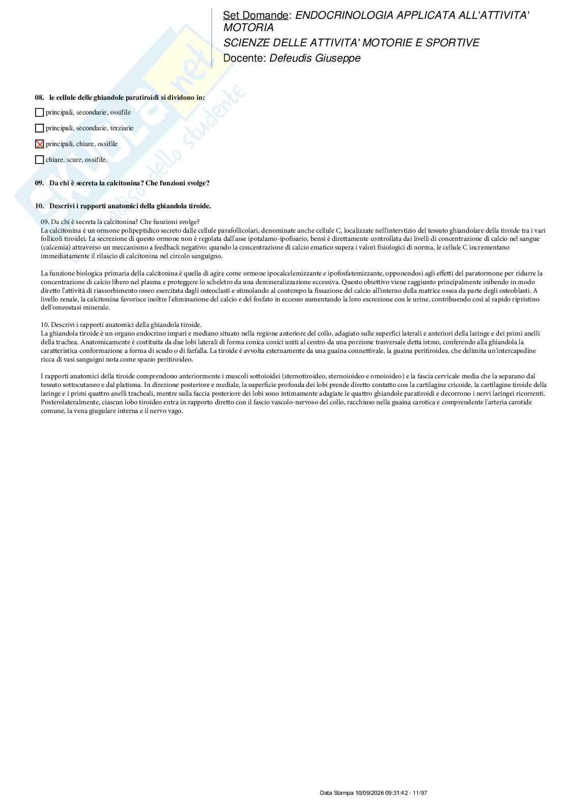Paniere nuovo di Endocrinologia applicata all'attività motoria  Pag. 11