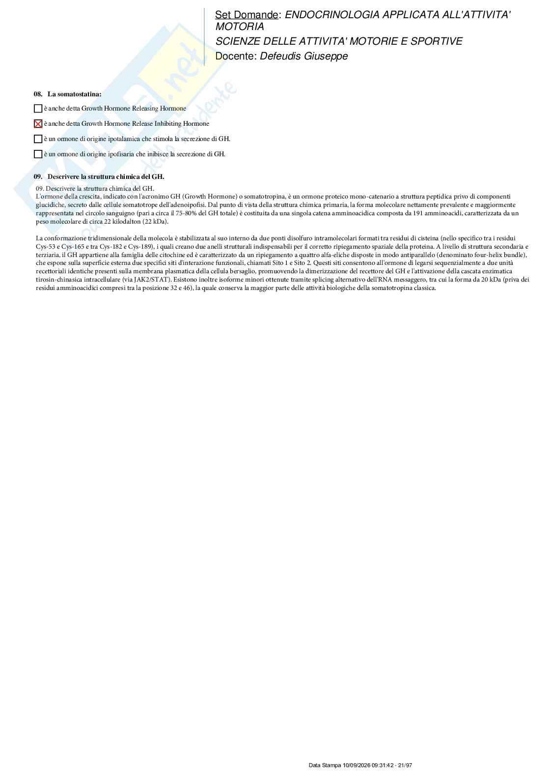 Paniere nuovo di Endocrinologia applicata all'attività motoria  Pag. 21