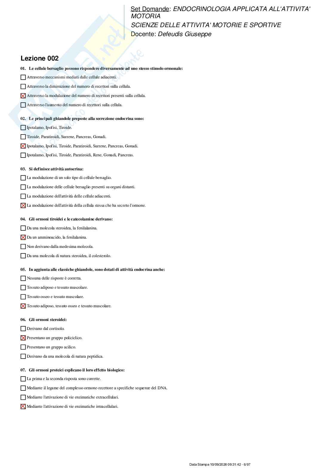Paniere nuovo di Endocrinologia applicata all'attività motoria  Pag. 6
