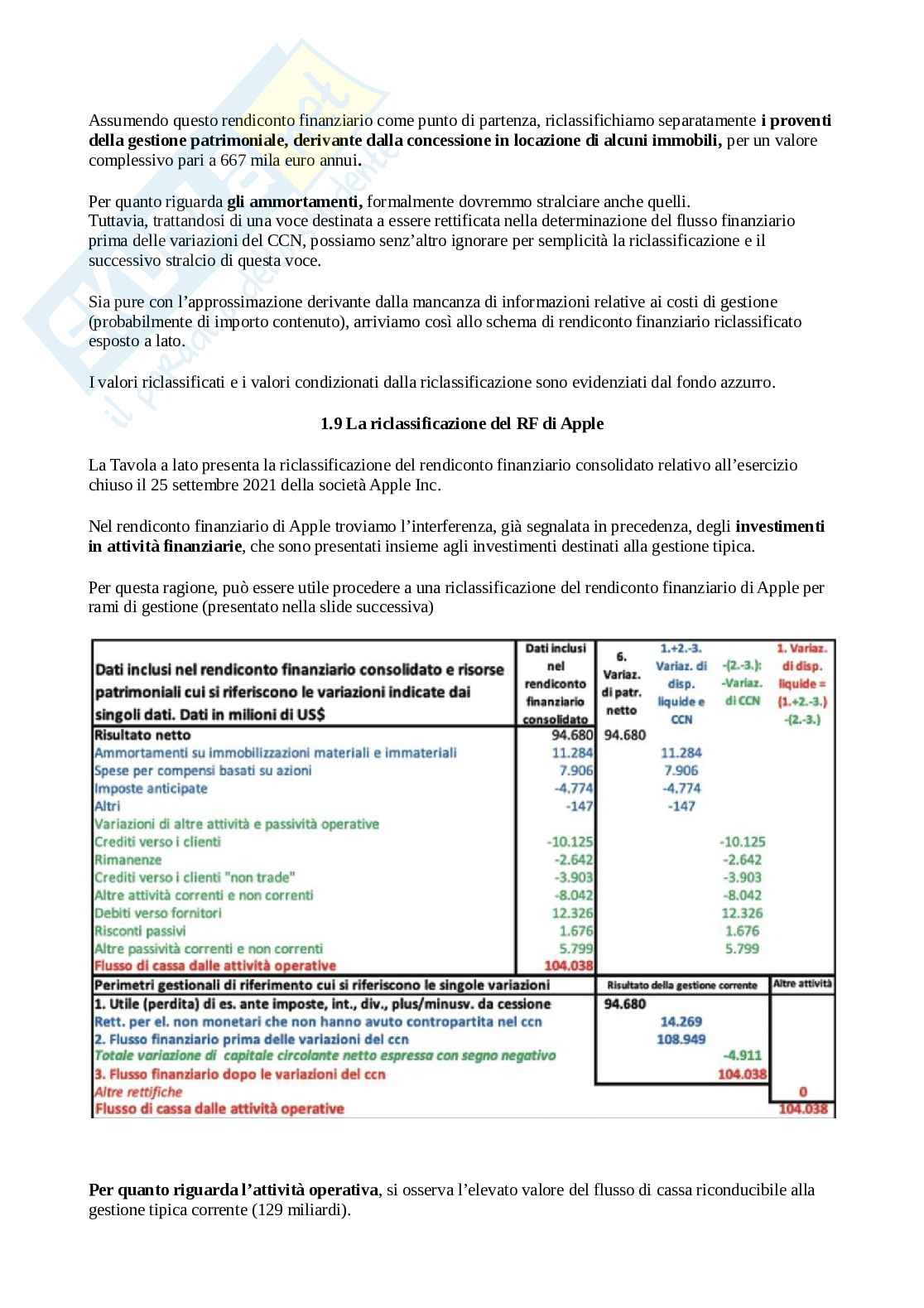 Riclassificazione del rendiconto finanziario Pag. 16