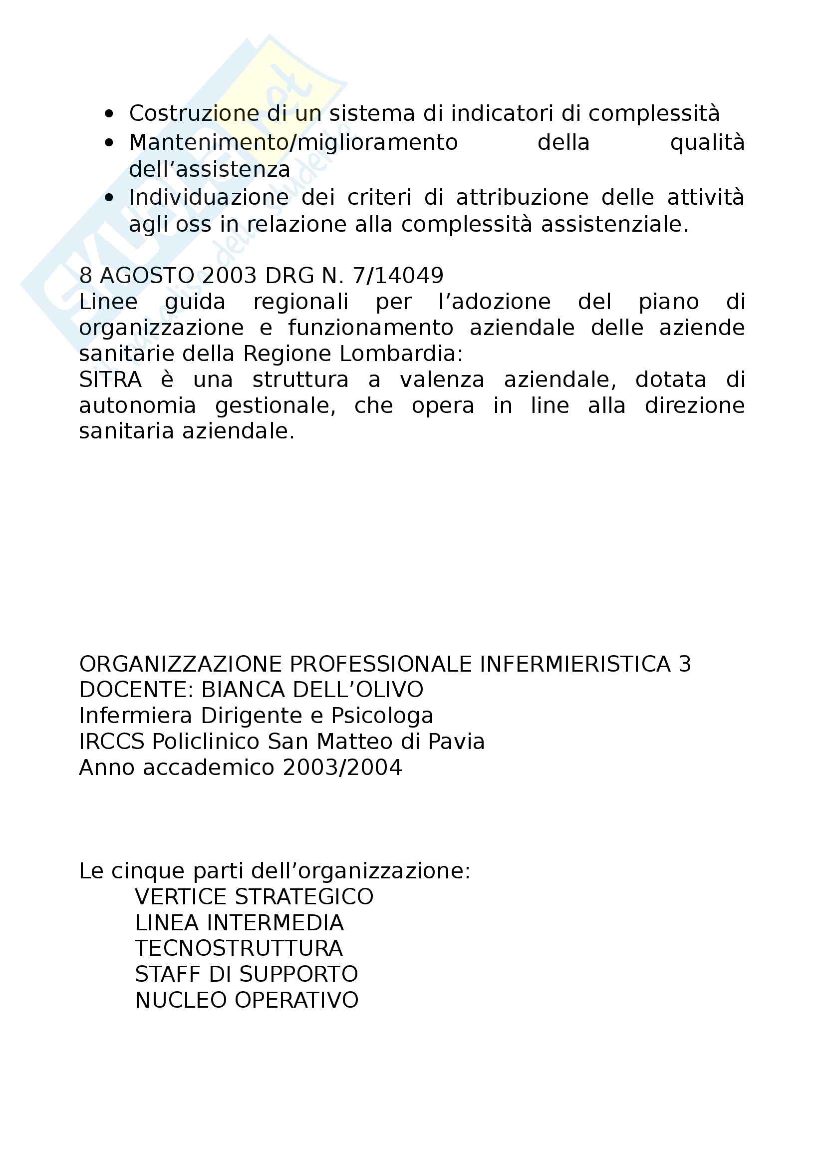 Infermieristica - organizzazione professionale Pag. 6