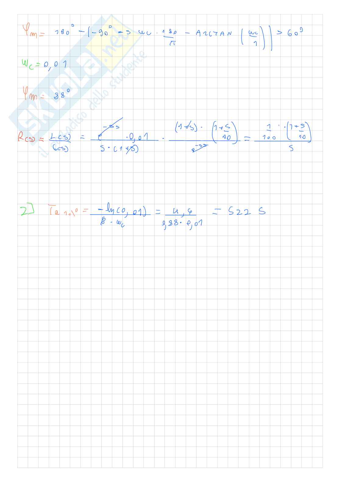 Esercizi parte 2 Controlli automatici Pag. 56