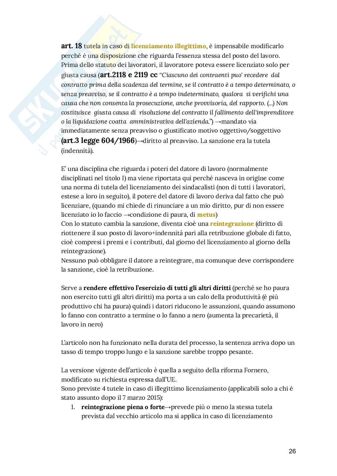 Appunti lezioni Diritto del lavoro Pag. 26