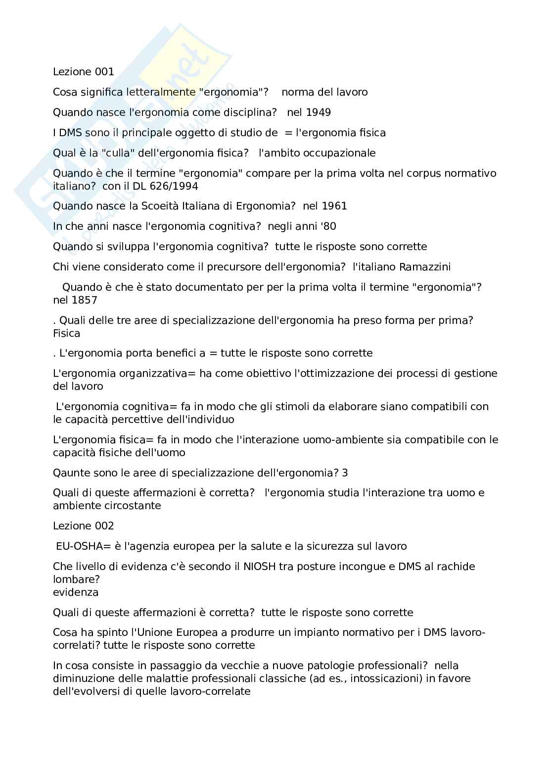 Paniere multiple ergonomia (scienze dell'esercizio fisico per il benessere e la salute) Pag. 1