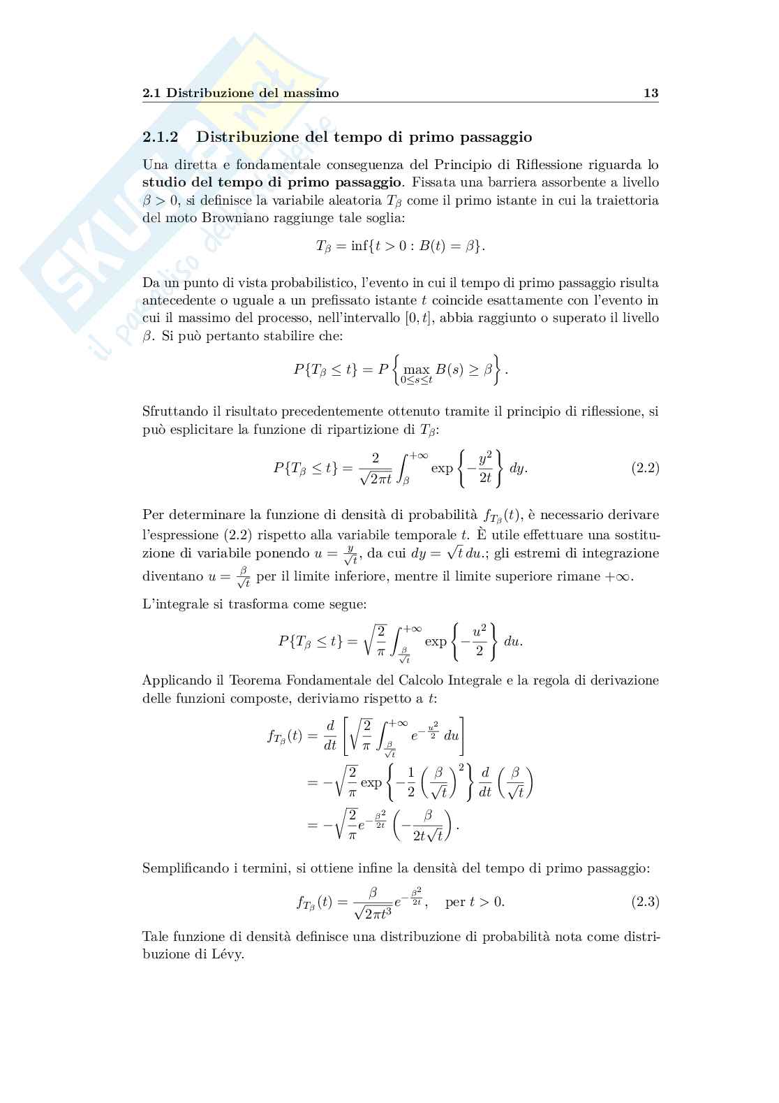 Tesi di laurea in Statistica - Il moto browniano: proprietà, principio di riflessione e limite continuo Pag. 16