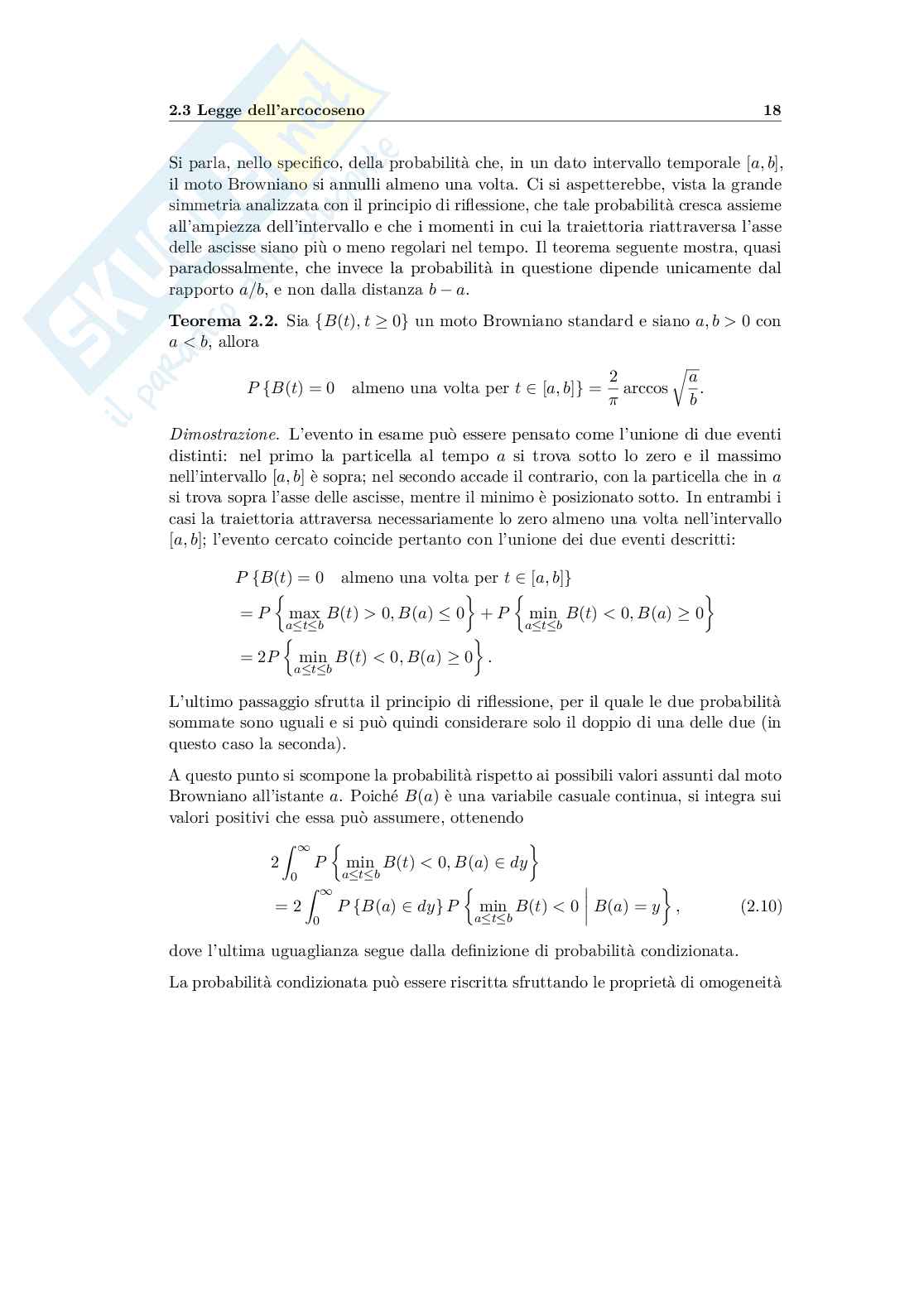 Tesi di laurea in Statistica - Il moto browniano: proprietà, principio di riflessione e limite continuo Pag. 21