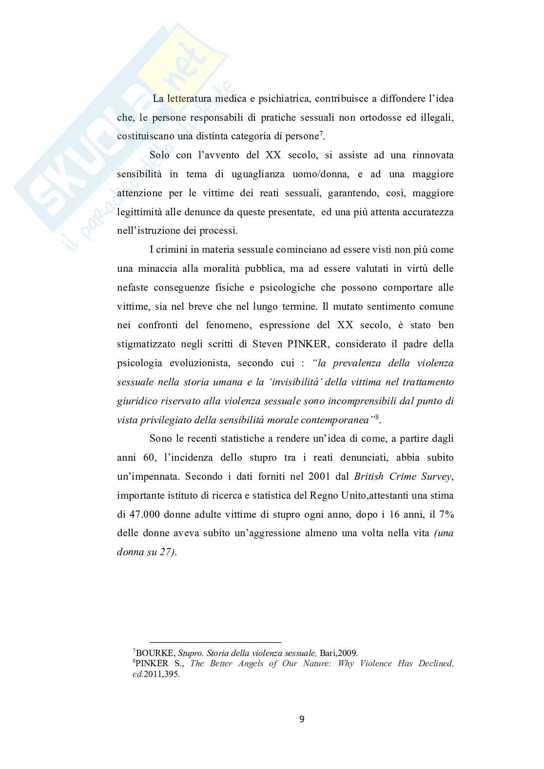 Tesi di laurea sulla  violenza sessuale di gruppo Pag. 11