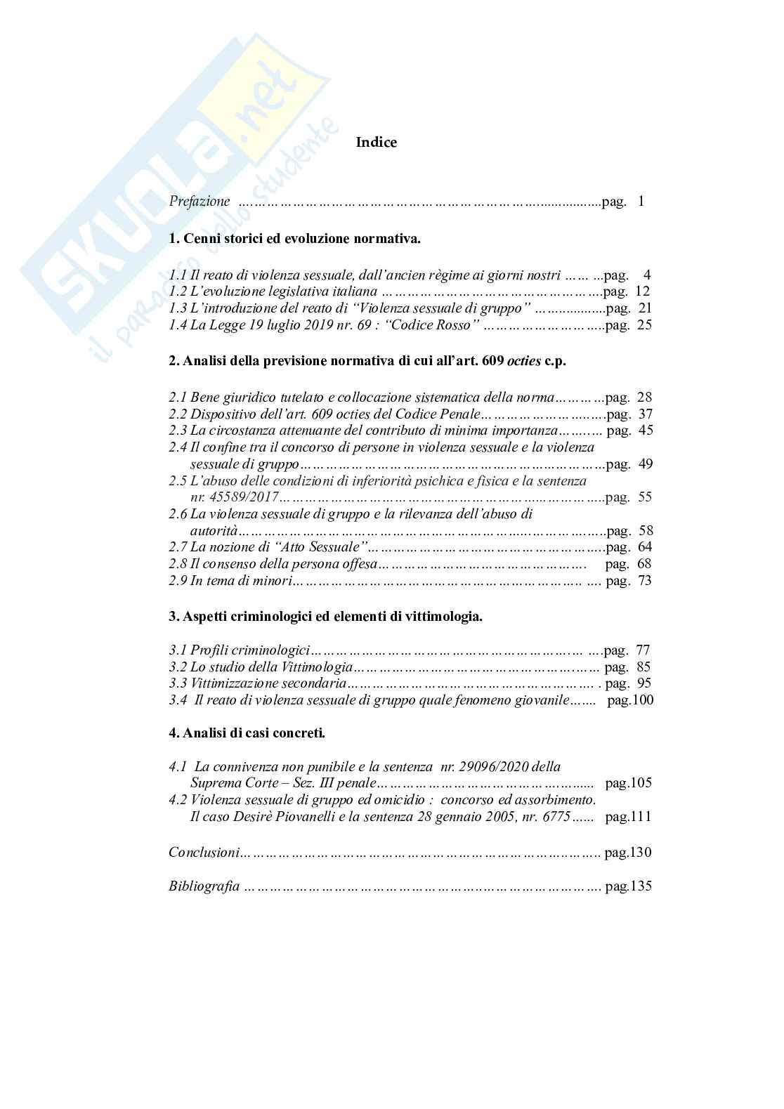 Tesi di laurea sulla  violenza sessuale di gruppo Pag. 2