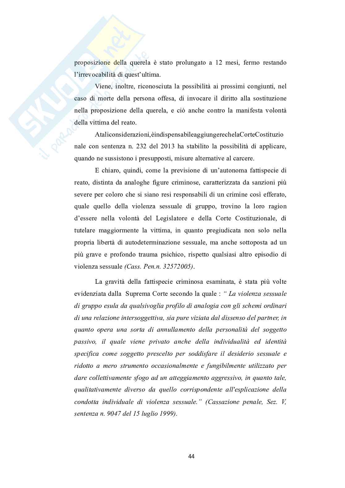 Tesi di laurea sulla  violenza sessuale di gruppo Pag. 46