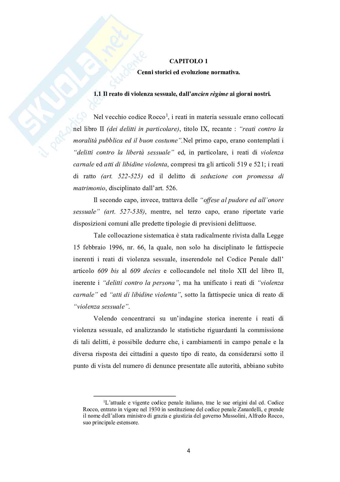 Tesi di laurea sulla  violenza sessuale di gruppo Pag. 6