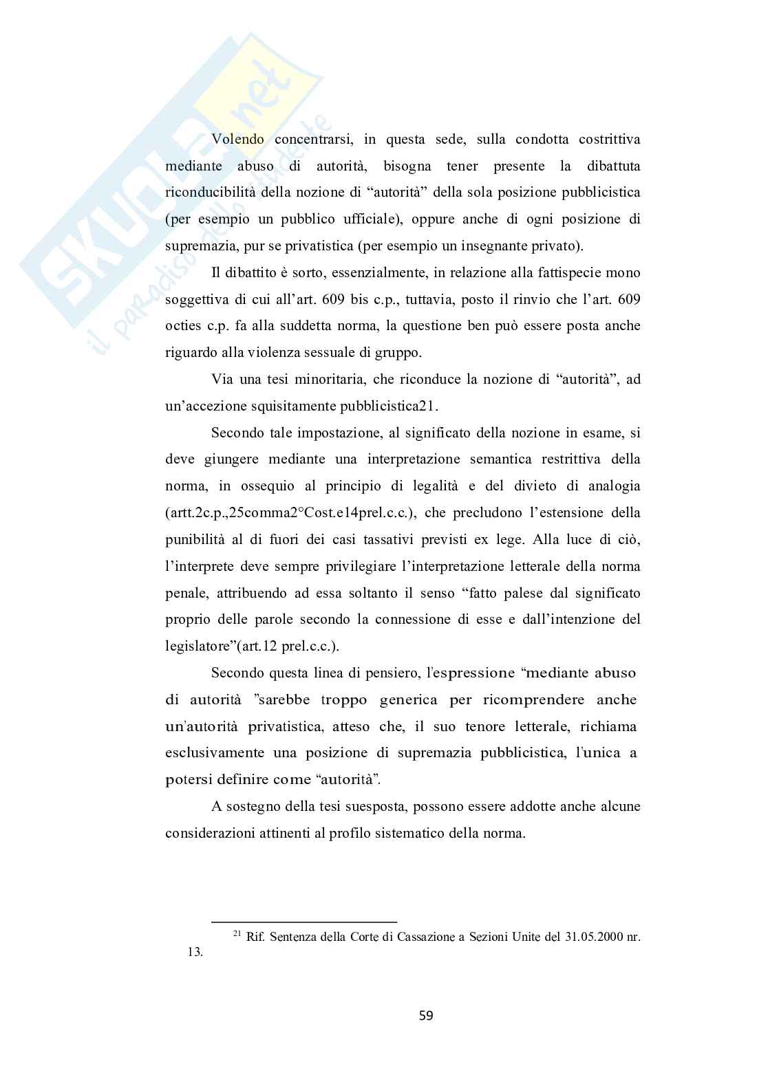 Tesi di laurea sulla  violenza sessuale di gruppo Pag. 61