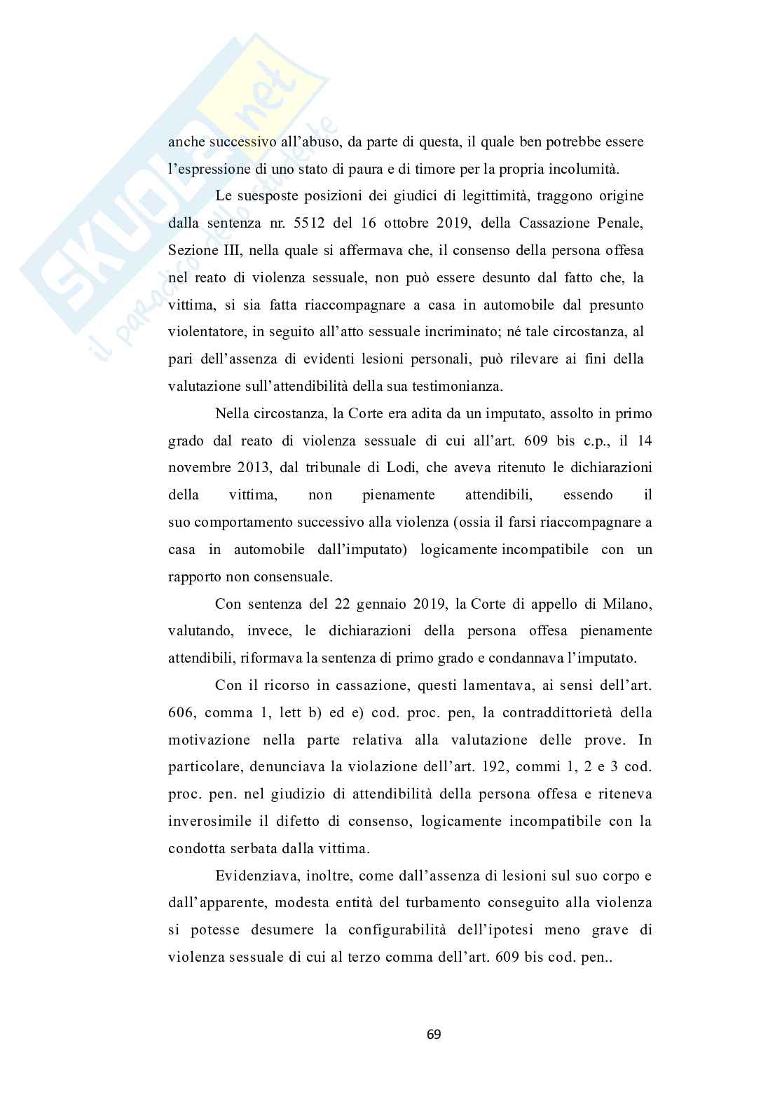 Tesi di laurea sulla  violenza sessuale di gruppo Pag. 71