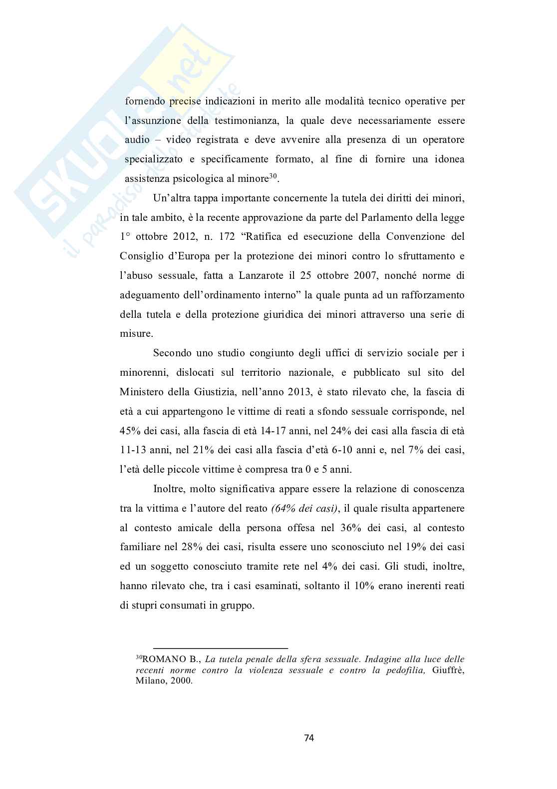 Tesi di laurea sulla  violenza sessuale di gruppo Pag. 76