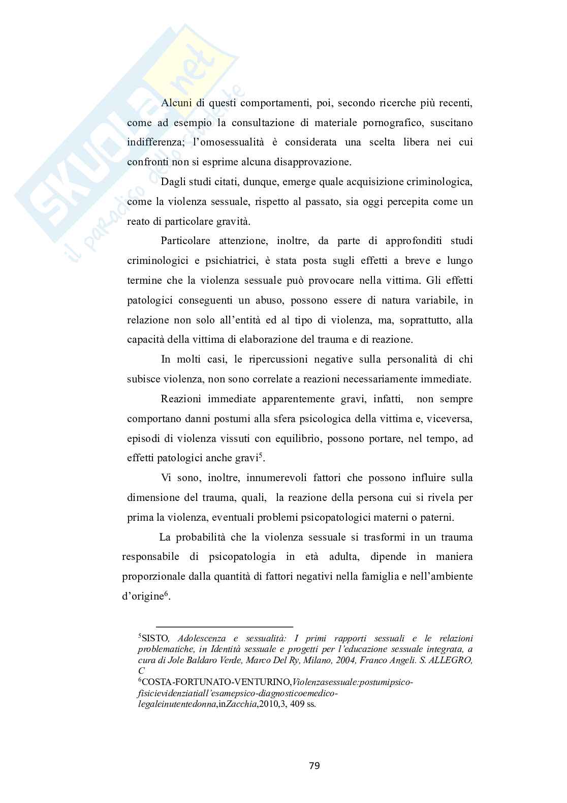 Tesi di laurea sulla  violenza sessuale di gruppo Pag. 81