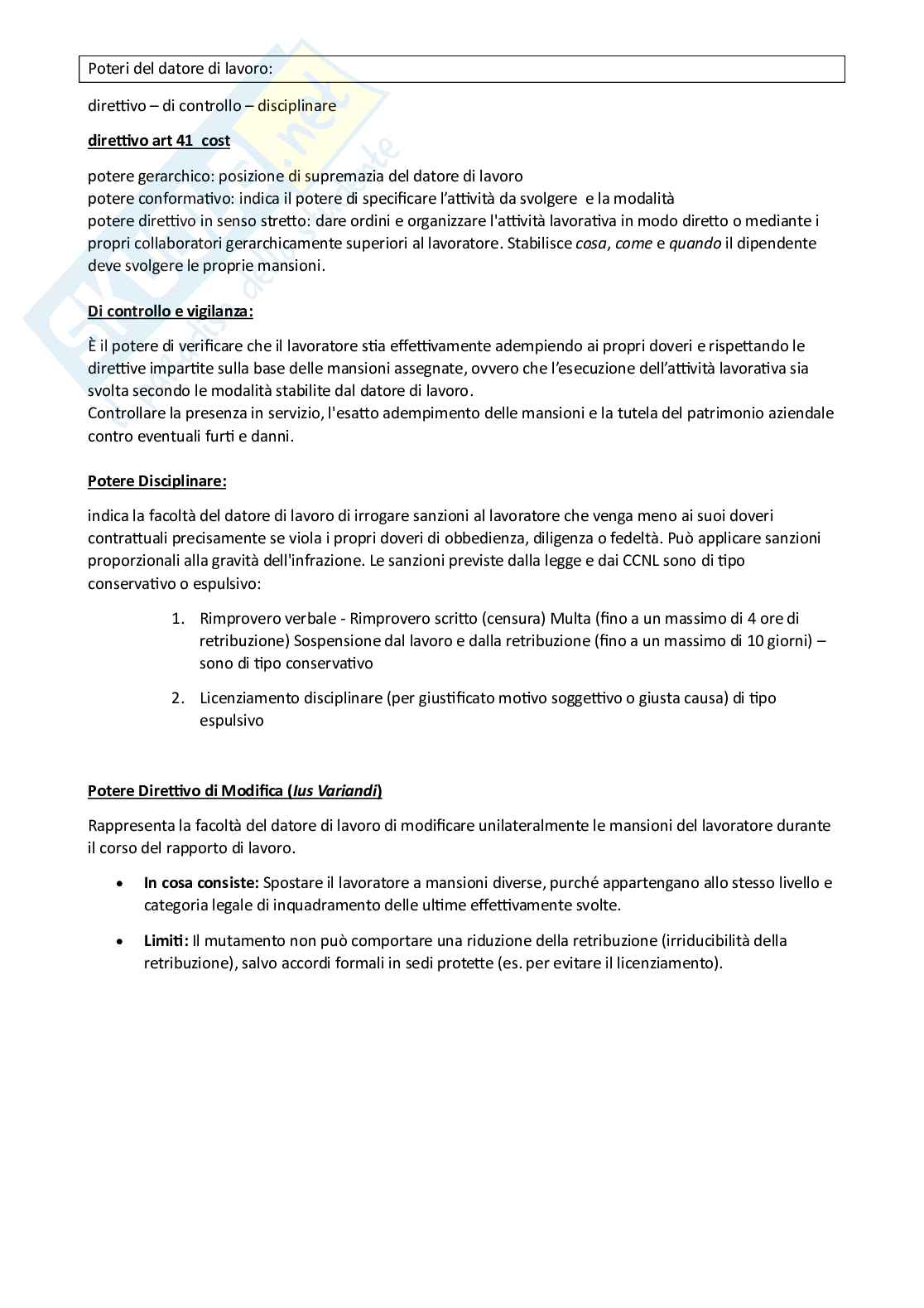 Appunti di Diritto del lavoro Pag. 1