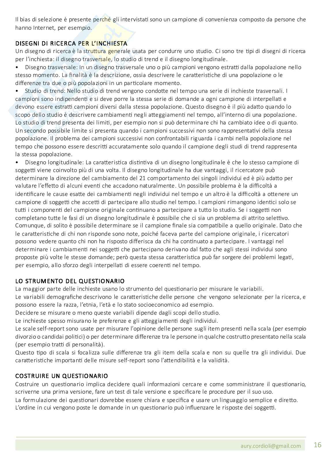 Riassunto esame Metodologia della ricerca psicologica, Prof. Grossato Elisa, libro consigliato Metodologia della ricerca in psicologia ,  Shaughnessy Pag. 16