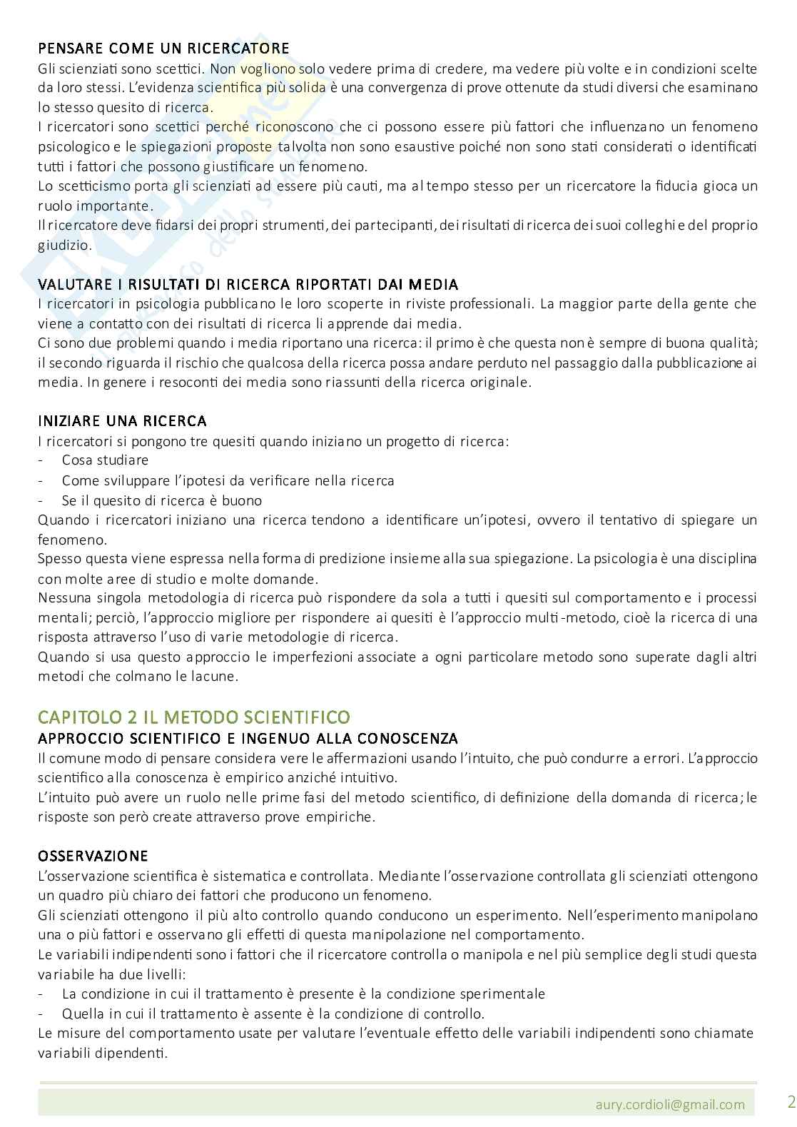 Riassunto esame Metodologia della ricerca psicologica, Prof. Grossato Elisa, libro consigliato Metodologia della ricerca in psicologia ,  Shaughnessy Pag. 2