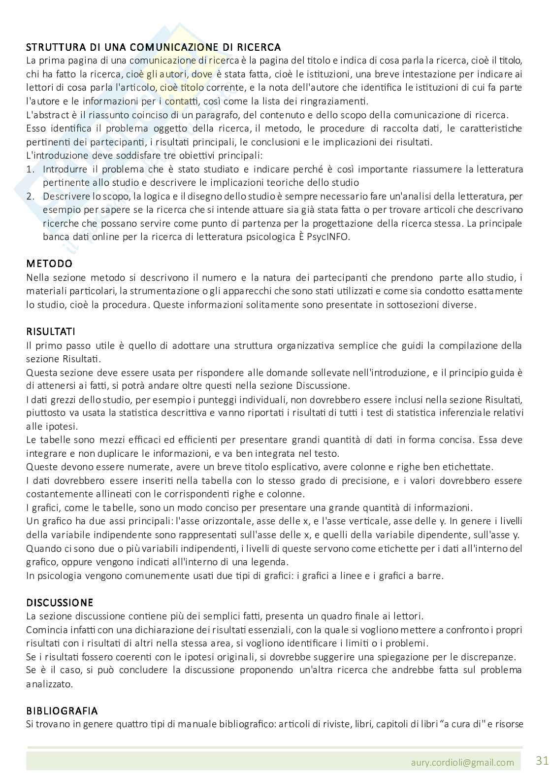 Riassunto esame Metodologia della ricerca psicologica, Prof. Grossato Elisa, libro consigliato Metodologia della ricerca in psicologia ,  Shaughnessy Pag. 31