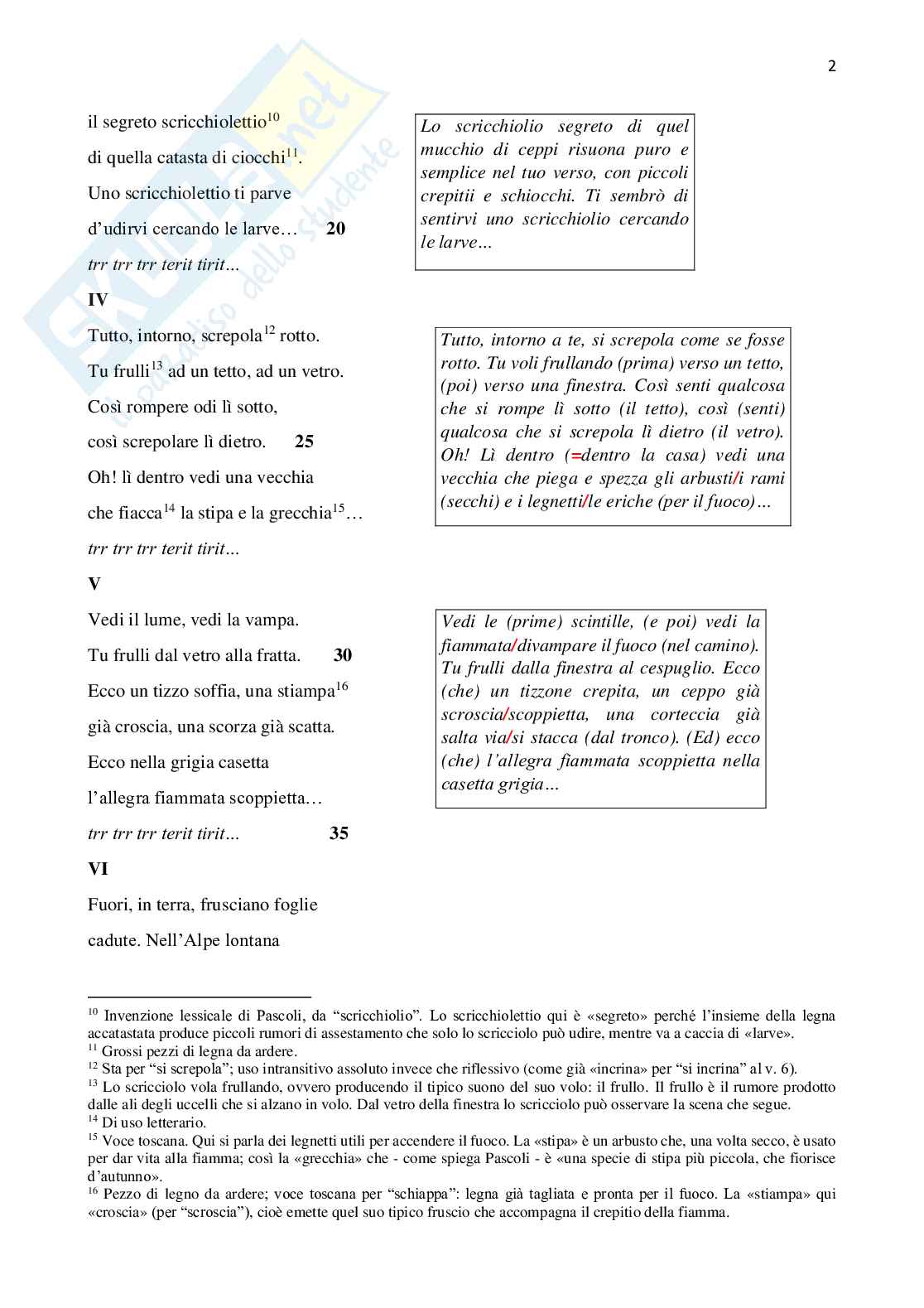 Giovanni Pascoli, poesia L'uccellino del freddo: parafrasi, analisi e commento Pag. 2