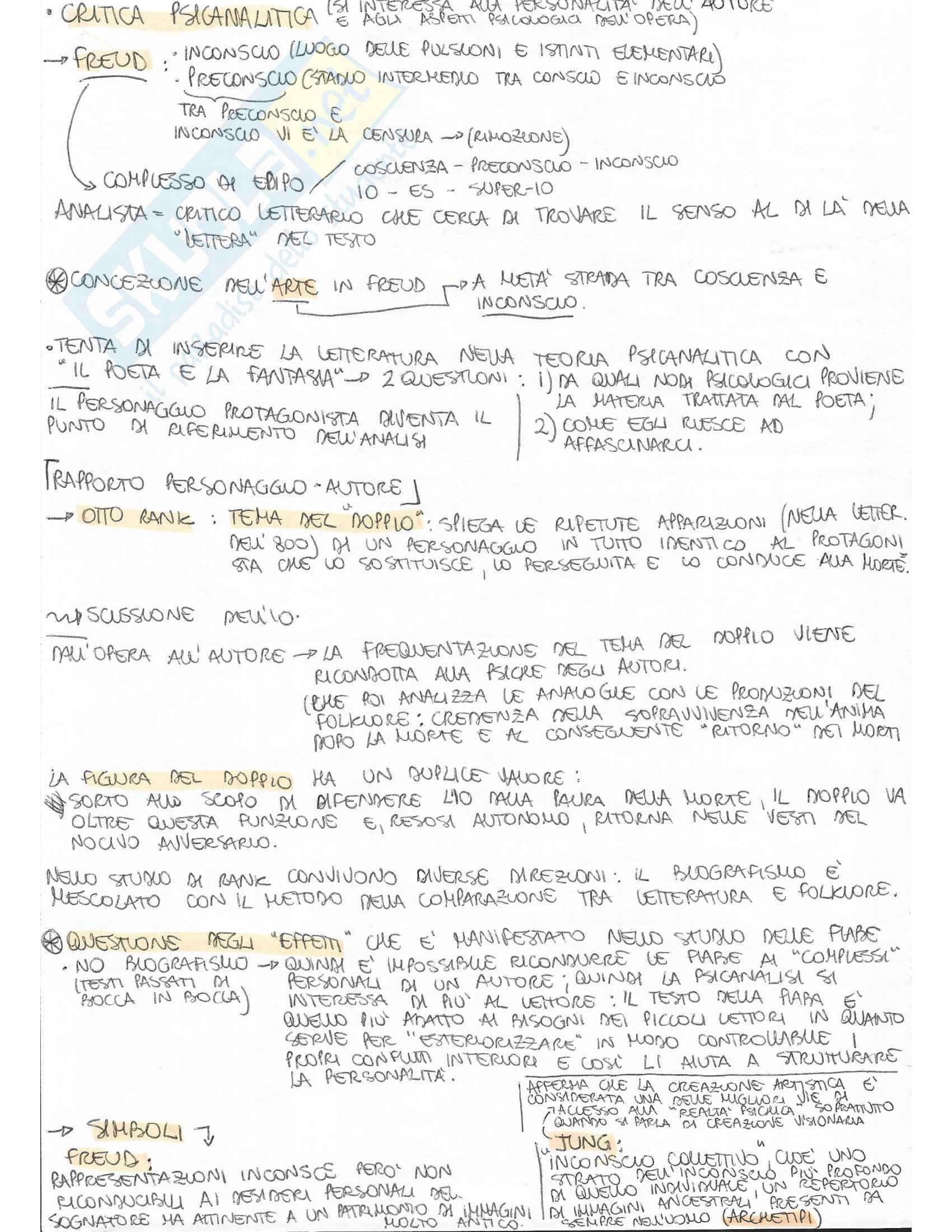 Schemini riassuntivi Letterature Comparate Pag. 1