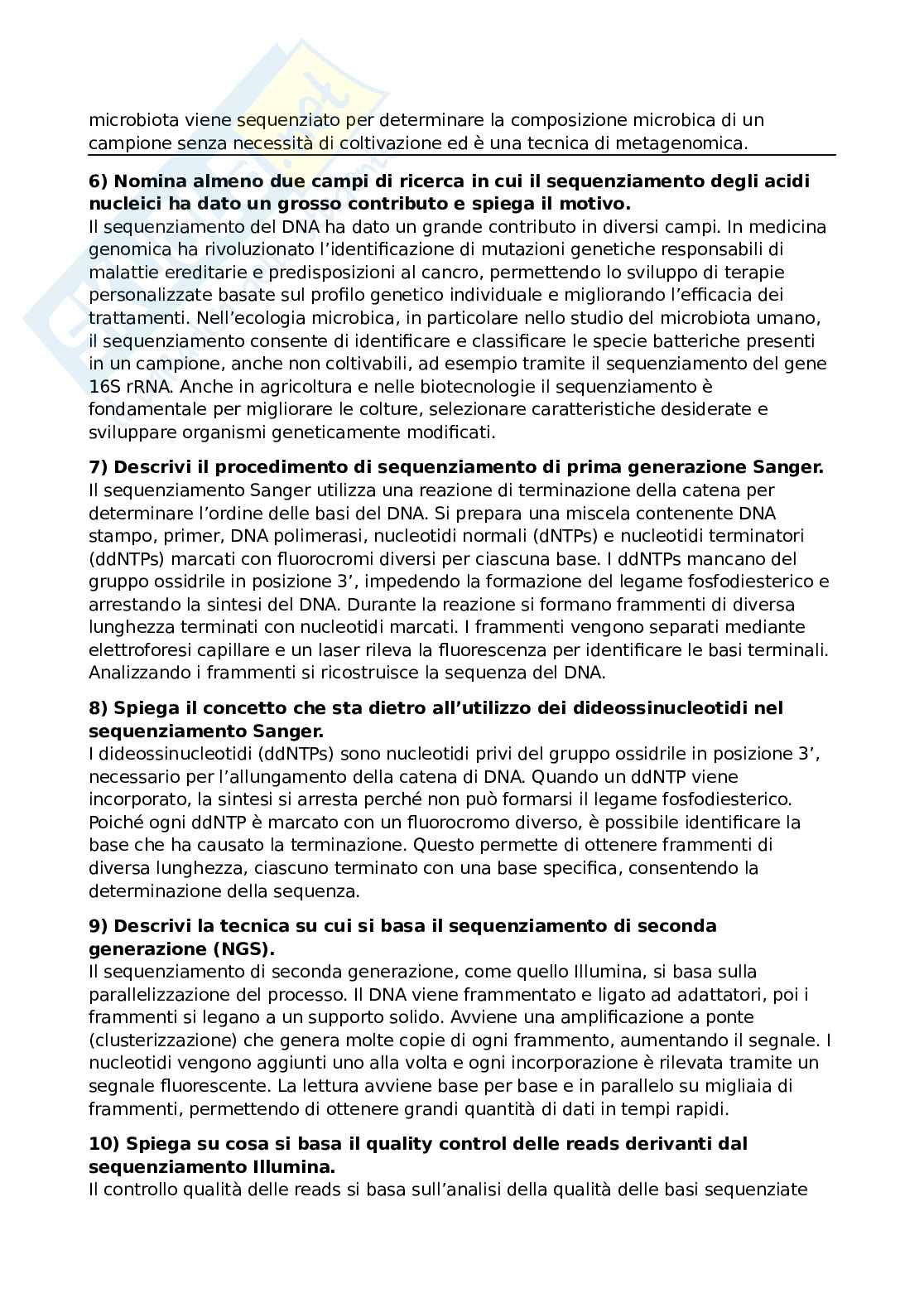 Domande e risposte Qualità e sicurezza microbiologica ed Ecologia del microbiota umano Pag. 2