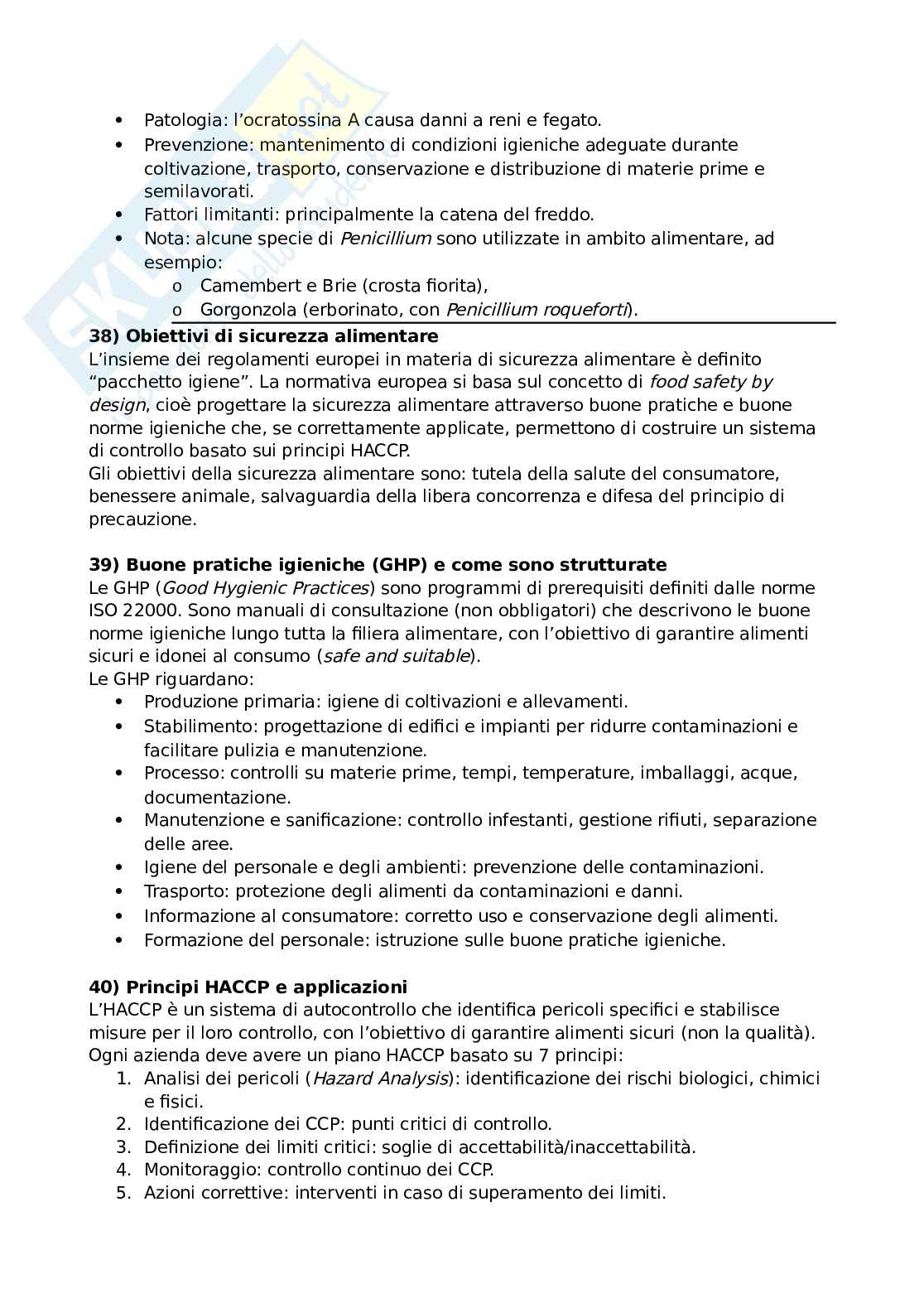 Domande e risposte Qualità e sicurezza microbiologica ed Ecologia del microbiota umano Pag. 31