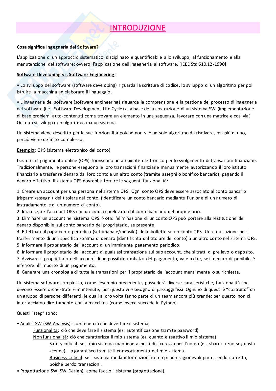 Appunti esame Ingegneria del software Pag. 1