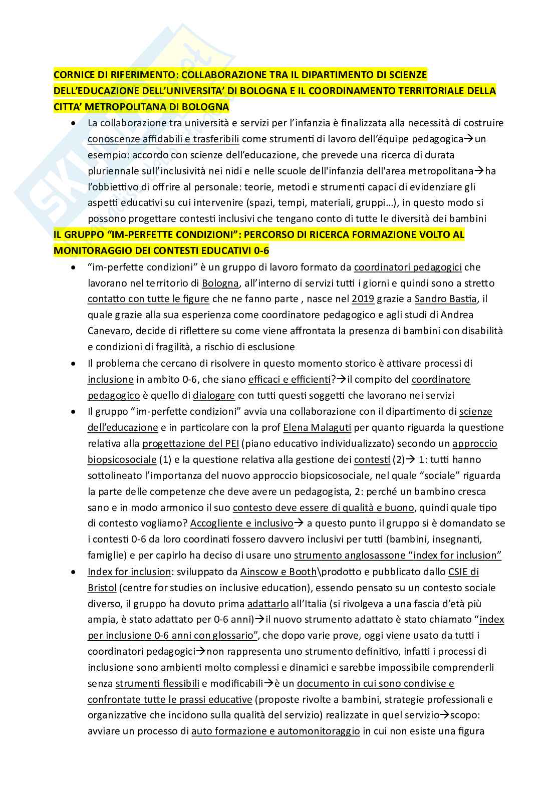 Appunti per l'esame di Pedagogia speciale Pag. 2