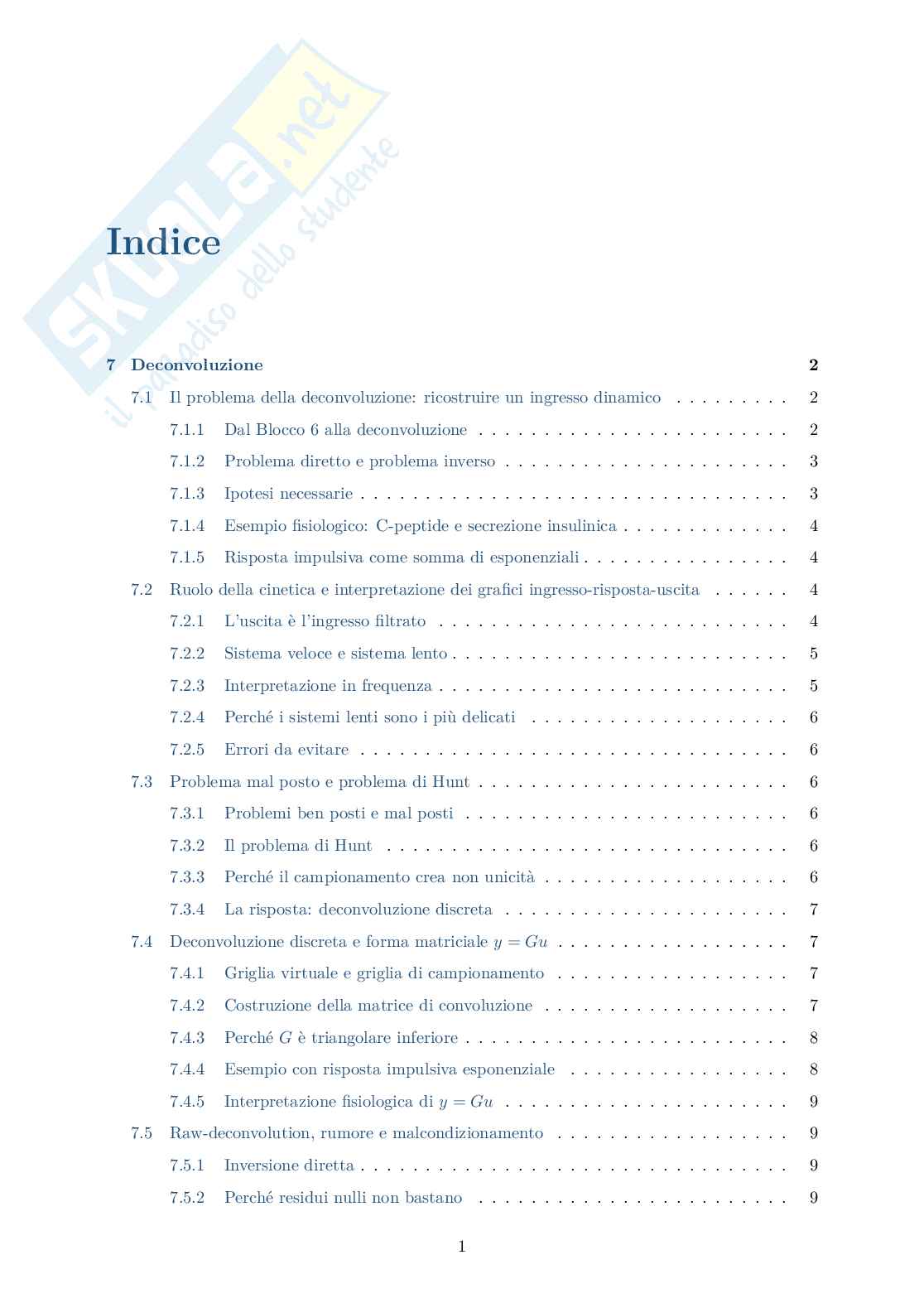 Blocco 7 Modelli di sistemi biologici - Deconvoluzione  Pag. 2