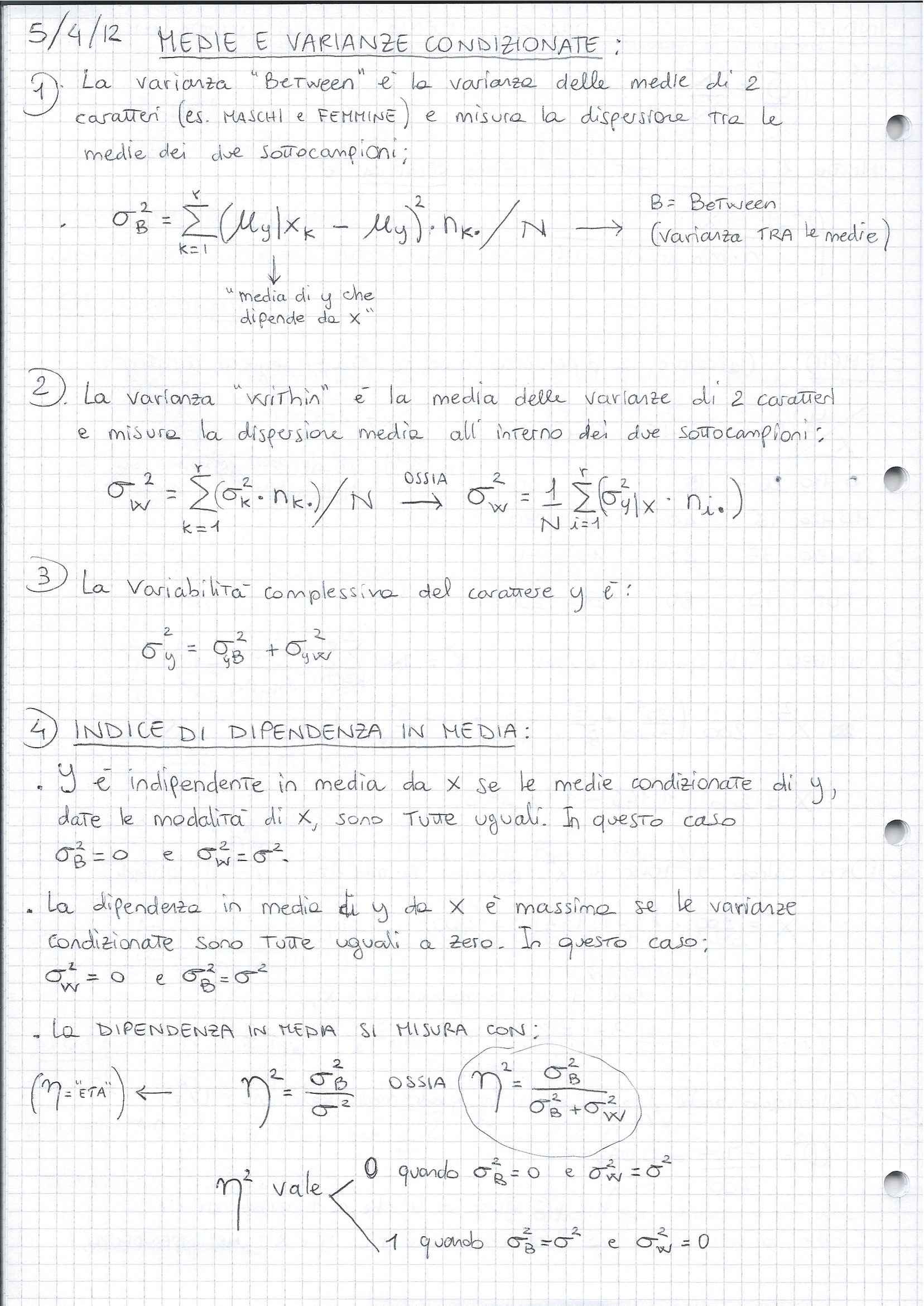 Statistica - Medie e varianze condizionate Pag. 1