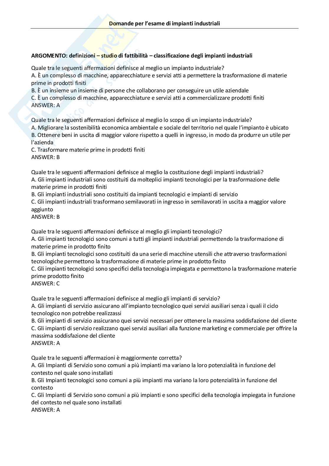 Appunti Impianti industriali Pag. 1