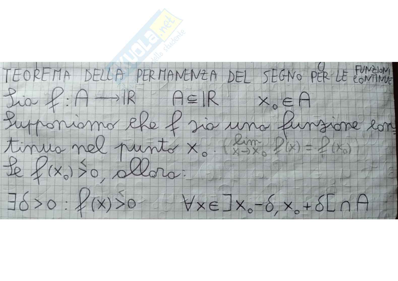 Teoremi sulle funzioni continue e insiemi sequenzialmente compatti Pag. 1