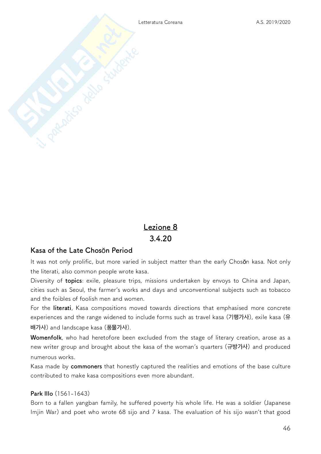 Appunti Letteratura Coreana 1 Pag. 46