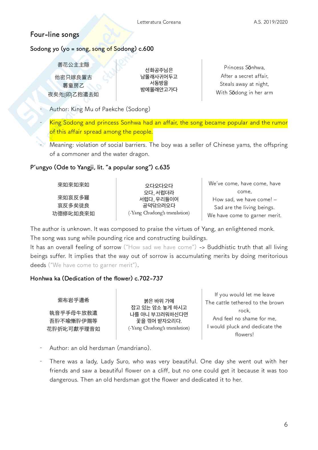 Appunti Letteratura Coreana 1 Pag. 6