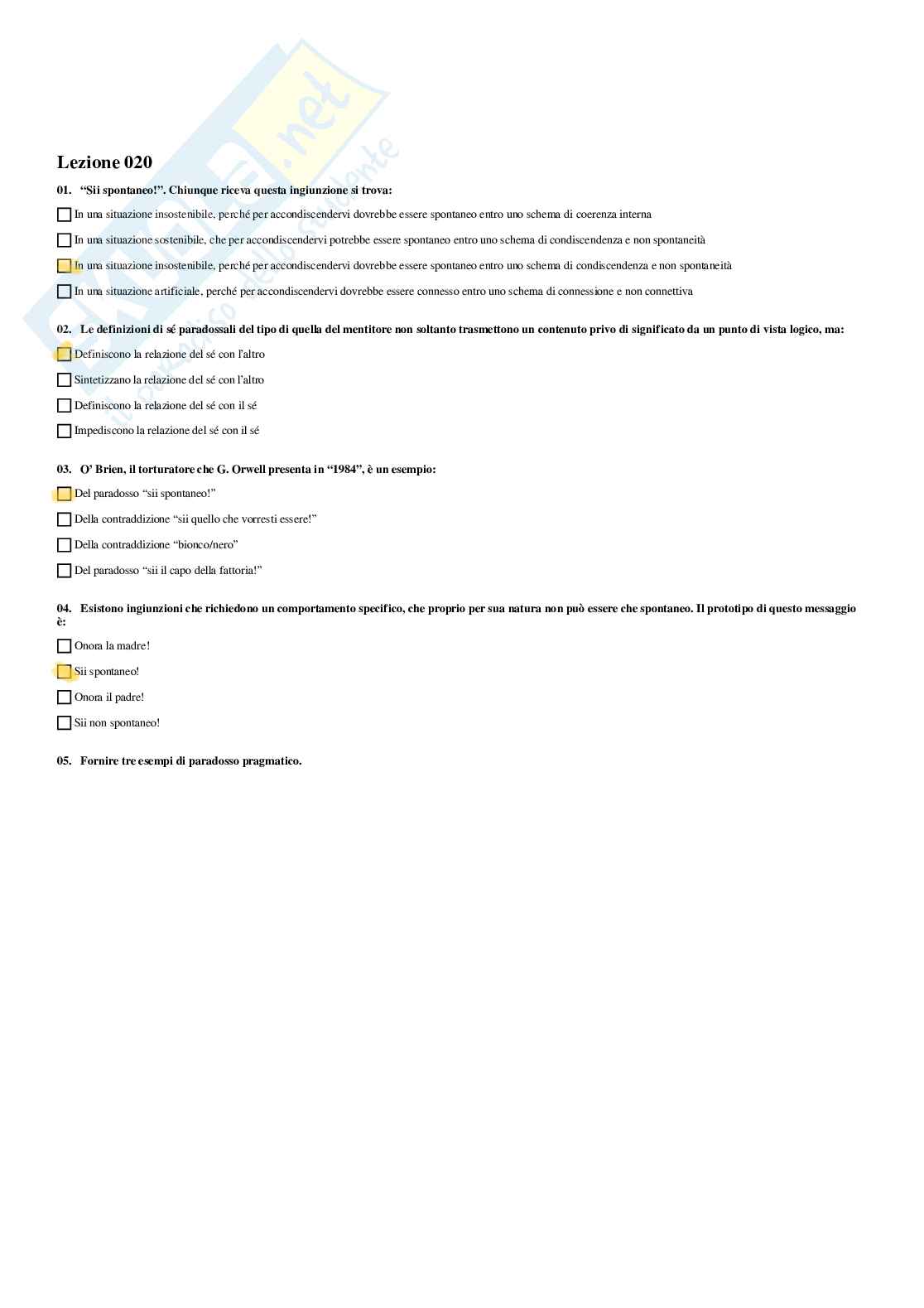 Psicologia della comunicazione strategica - Paniere compilato Pag. 21