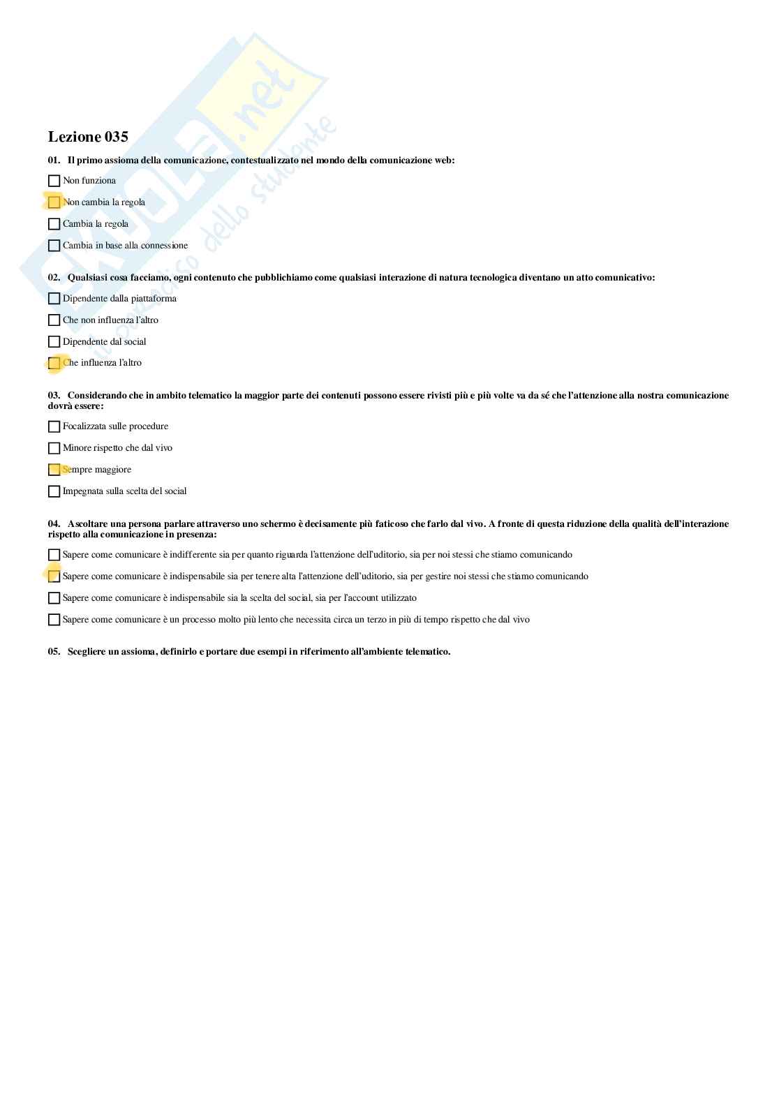 Psicologia della comunicazione strategica - Paniere compilato Pag. 36
