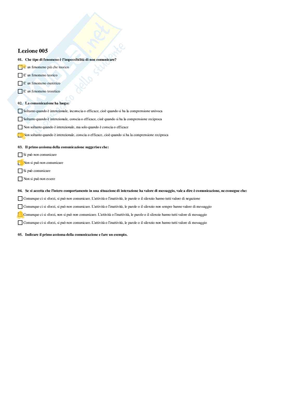 Psicologia della comunicazione strategica - Paniere compilato Pag. 6