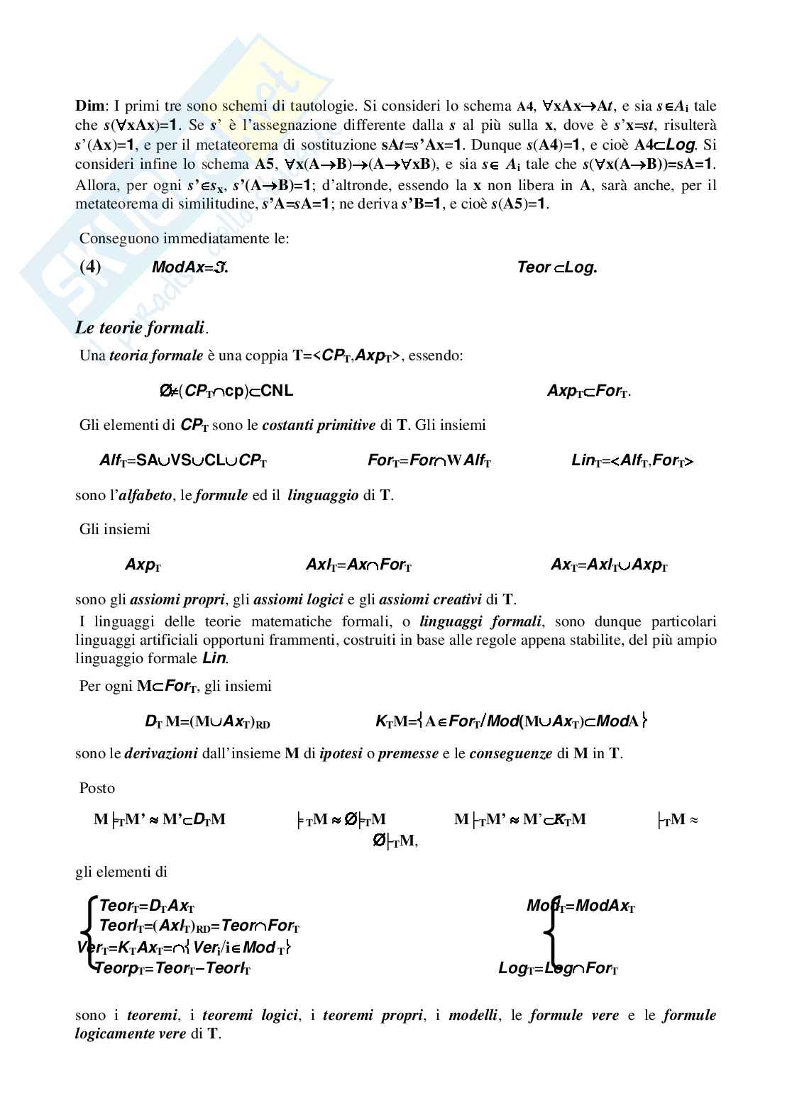 Logica e teorie formali Pag. 11