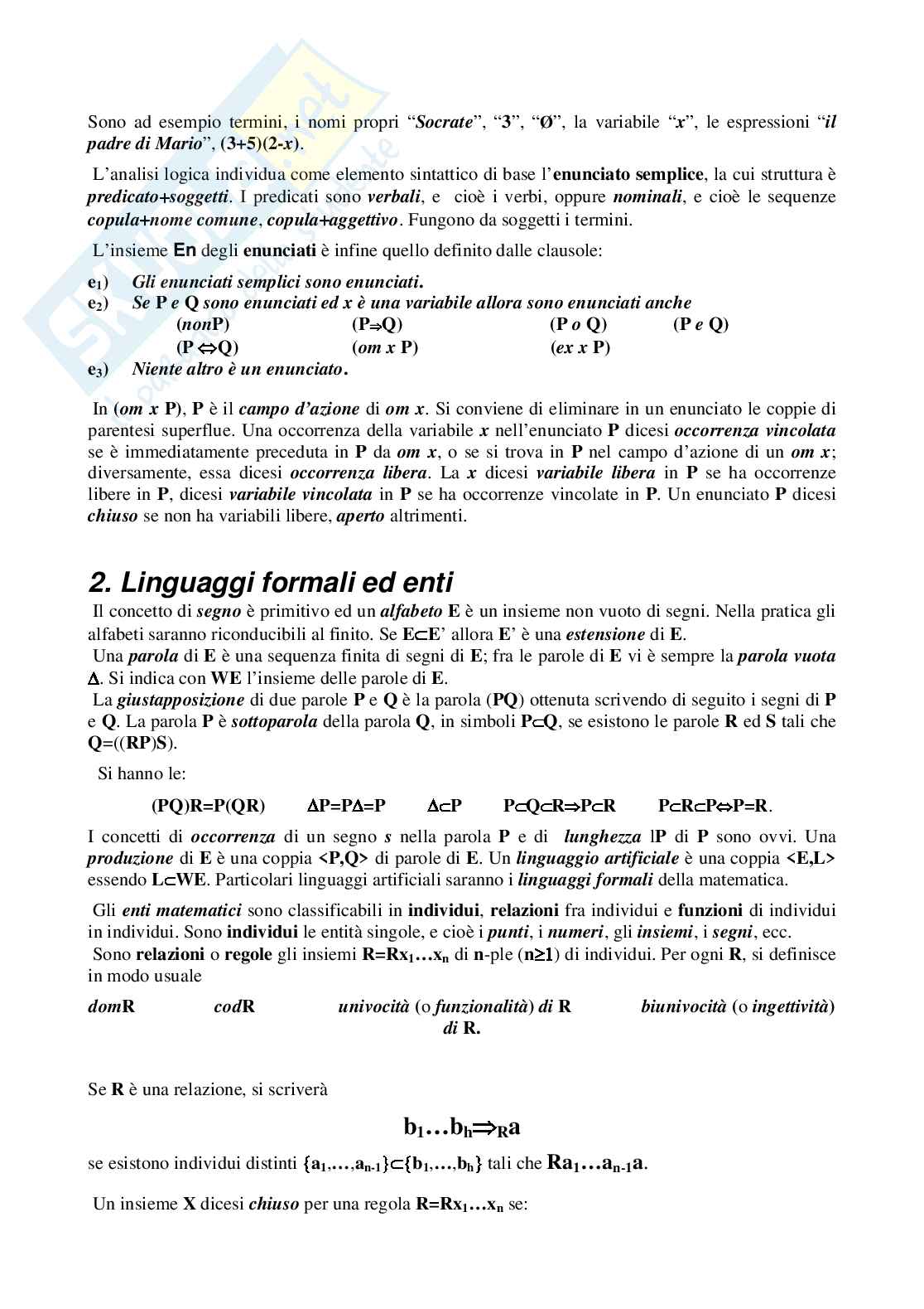 Logica e teorie formali Pag. 2