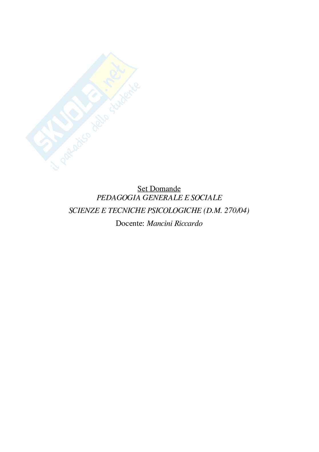 Paniere Pedagogia generale e sociale  (2026) - Risposte multiple corrette Pag. 2