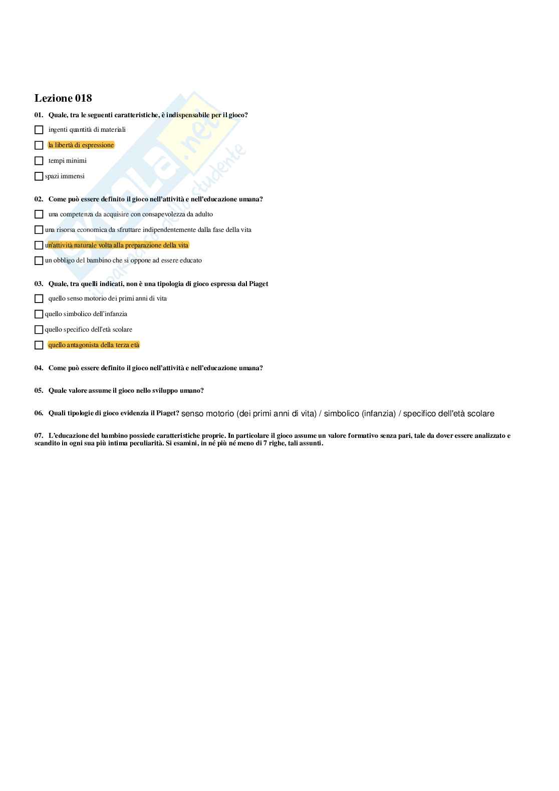 Paniere Pedagogia generale e sociale  (2026) - Risposte multiple corrette Pag. 31