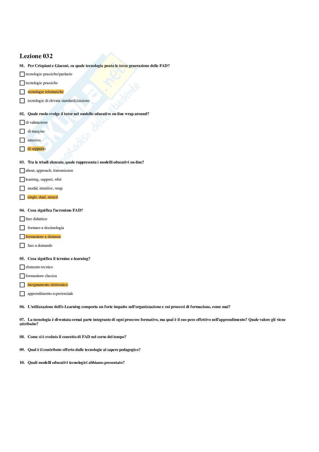 Paniere Pedagogia generale e sociale  (2026) - Risposte multiple corrette Pag. 46