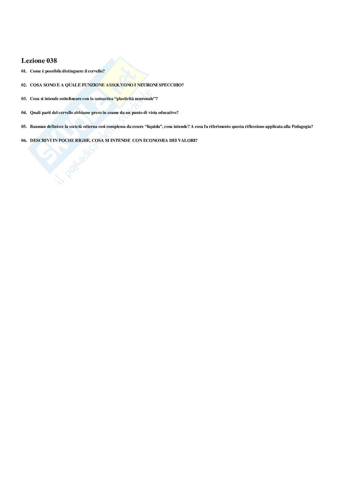 Paniere Pedagogia generale e sociale  (2026) - Risposte multiple corrette Pag. 51