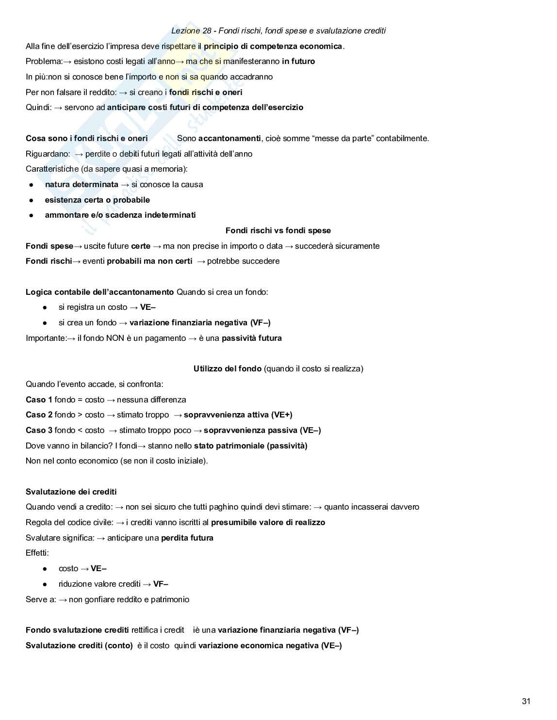 Metodologie e determinazioni quantitative d'azienda Pag. 31