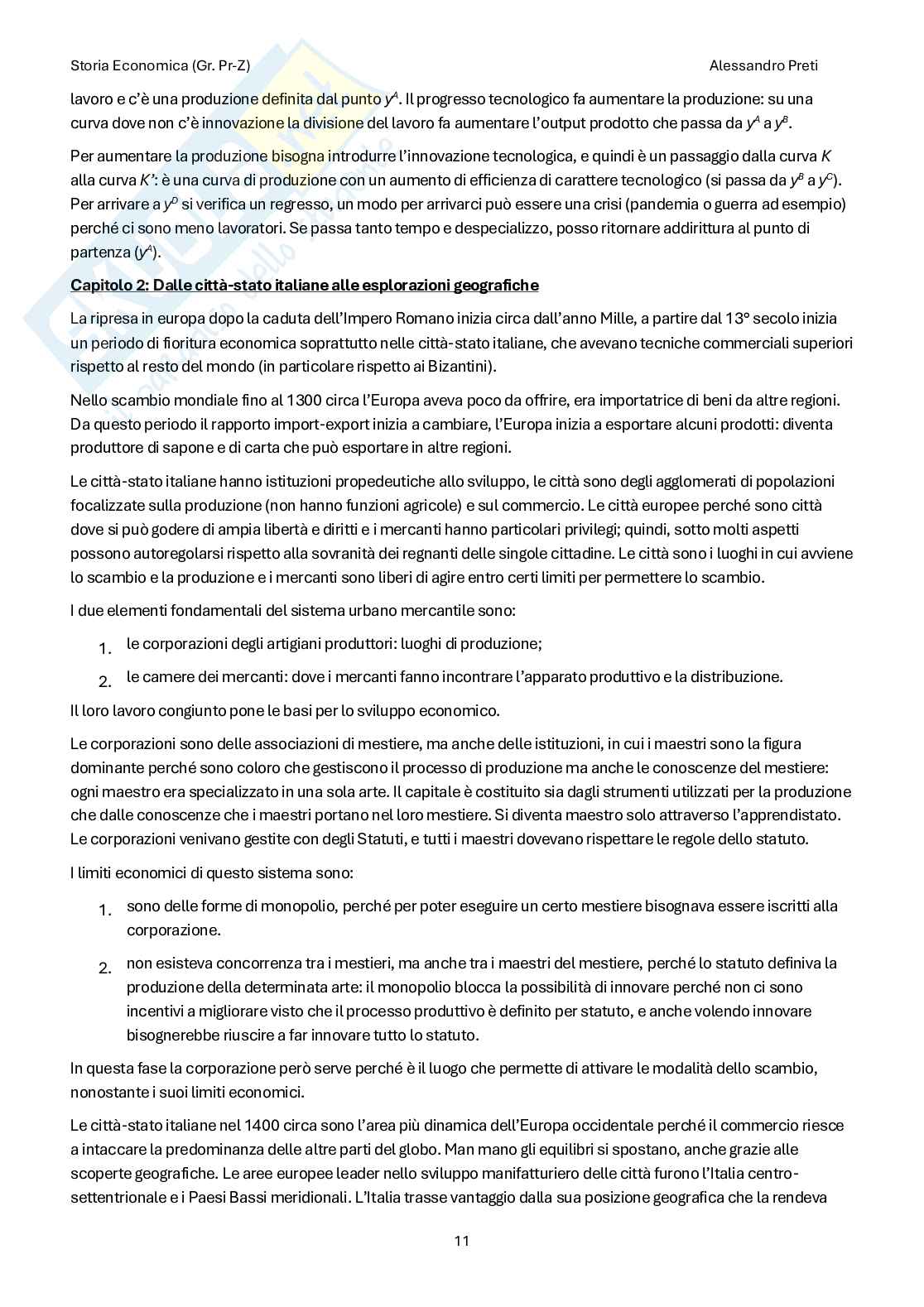 Storia economica– Appunti completi, 121 pagine Pag. 11