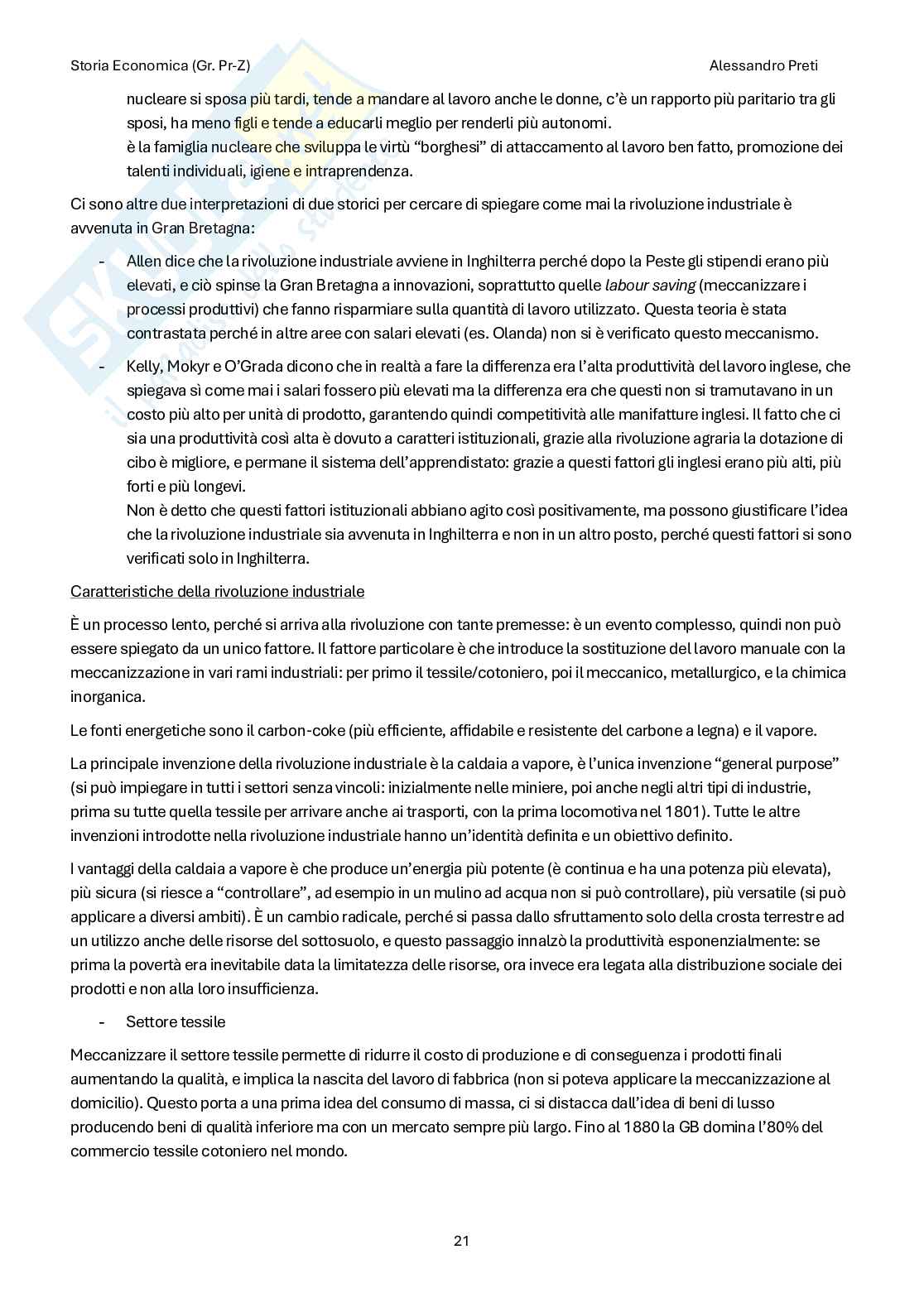 Storia economica– Appunti completi, 121 pagine Pag. 21