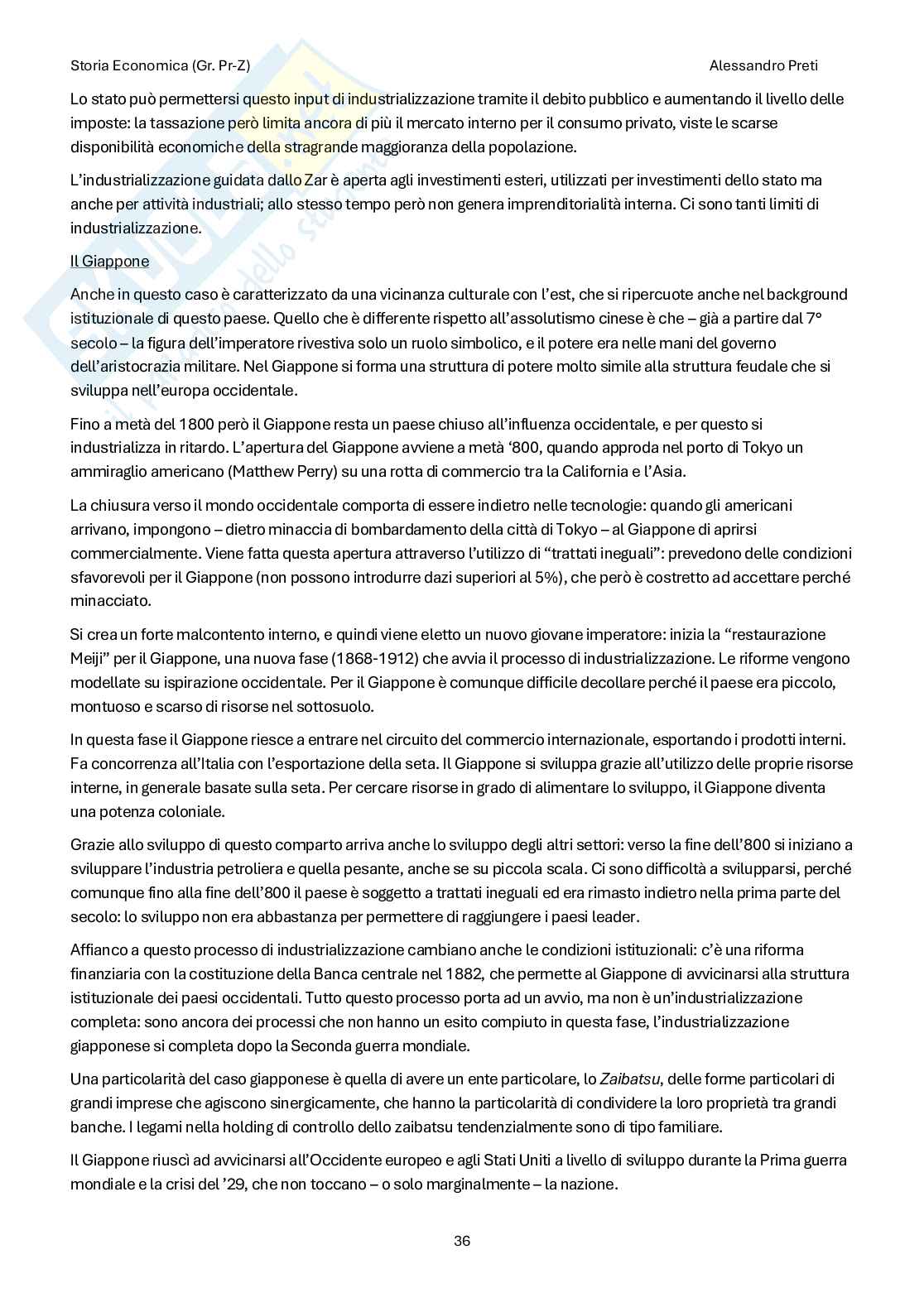 Storia economica– Appunti completi, 121 pagine Pag. 36